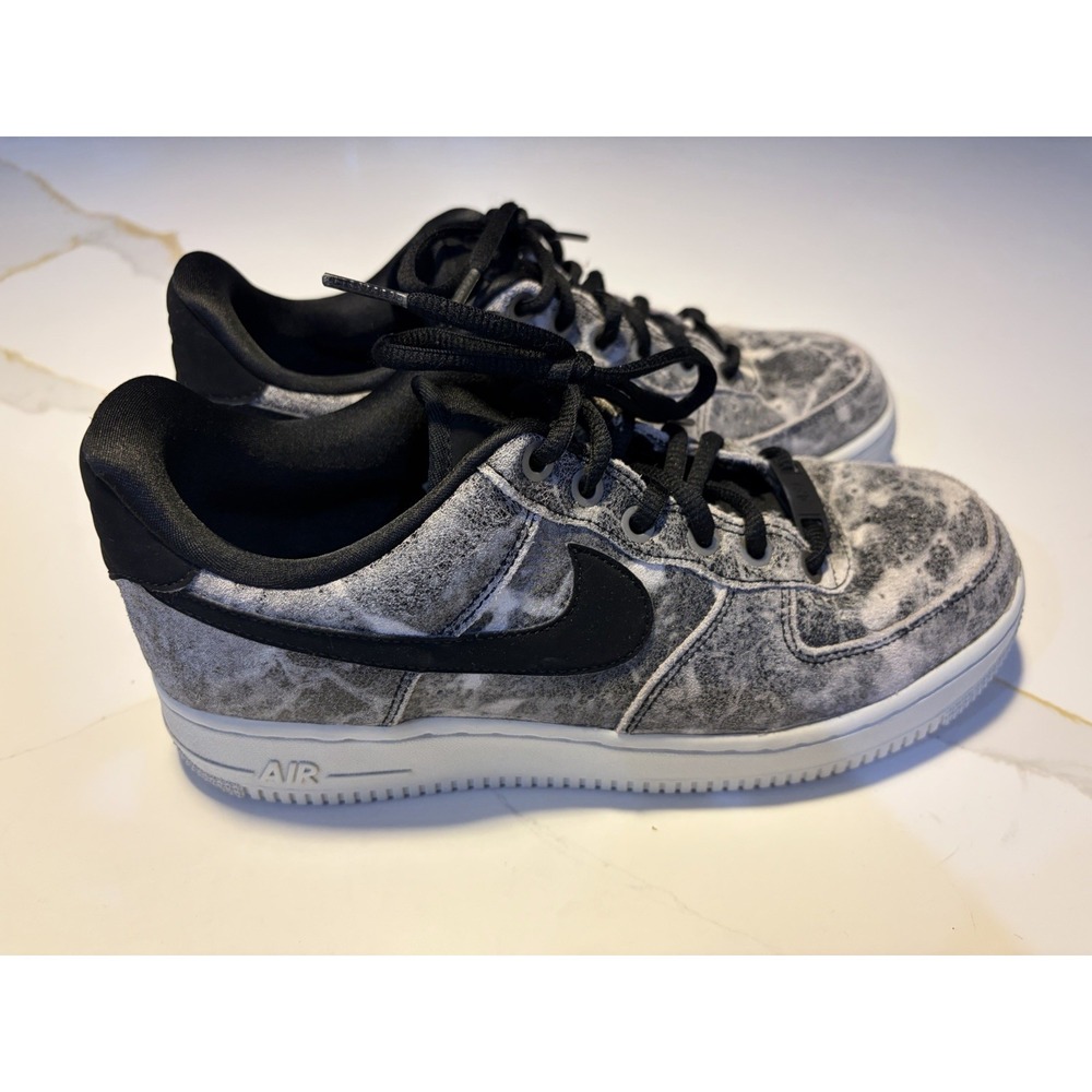 Nike Air Force 1 Low Black & Gray Acid Wash Suede Sneakers Women's Size 8 EU 39